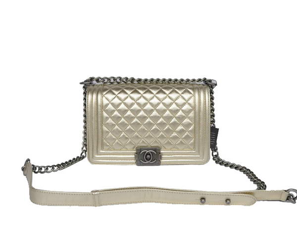 7A Fashion Chanel A67086 Light Gold Le Boy Flap Shoulder Bag Silver Hardware Online